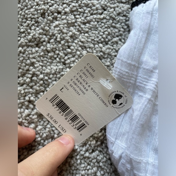 NWT Free People|| Intimately - Enchanted Micro Cami, Black and White Combo,Large - Picture 4 of 7